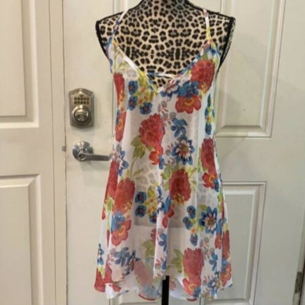 Miken Pull On Floral Cover up Dress Small New